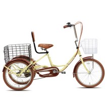 2023년 지오닉스 성인삼륜 자전거 알톤문흥 문휠나누미 20인치 성인세발 자전거 효도 선물 알톤문흥, 베이지, 접이식 세트 추가