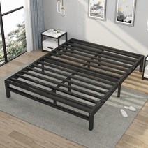 철제 침대프레임 킹침대프레임 철제 침대 프레임 더블침대 프레임 무헤드 침대프레임, S1-무침대-스크럽블랙[누드침대], 1200mm*2000mm