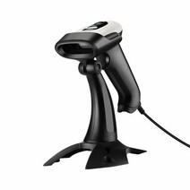 Evnvn 1D 2D 바코드 스캐너 스탠드 포함 QR 휴대용 유선 USB 리더기 재고 관리 마켓 창고 윈도우 리눅스 맥 지원, Black Barcode Scanner