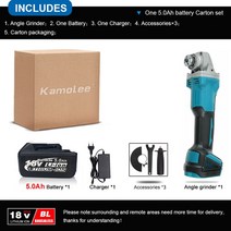 Kamolee-무선 전기 앵글 그라인더 4 인치 100mm 18500RPM 가변 속도 (18V 마끼다 배터리와 호환), 02 100mm One Battery_04 AU