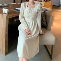 스퀘어넥 포인트 원피스 데일리 이지룩 롱원피스 미니 라인 하객 상견례 봄원피스 화이트