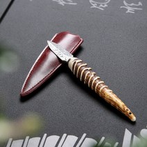 고급 다도용품 보이차 전용 차칼 다마스커스 스테인리스강 칼날 장식용 소품, 모조각 차칼 (긴 손잡이)개