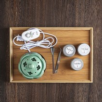 세라믹 청자 침향로 전기 도자기 아로마 오일 워머 전기 발향기 전기향로 세라믹 발향기, J
