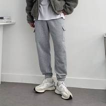어둑 겨울 기모바지 밴딩 남자 카고 조거팬츠 (3color)