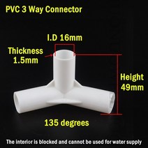 파이프커넥터 호스조인트 흰색 PVC 파이프 피팅 직선형 엘보 티 커넥터 플라스틱 텐트 피팅 가정용 옷장 DIY 도구 2 20 개 내부 직경 16mm, [07] 135 degree, [03] 20pcs