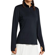 Libin 여성용 UPF 50 긴소매 골프 셔츠 자외선 차단 하프 지퍼 SPF UV 테니스 러닝 하이킹 아웃도어 상의 01라이트 그레이. XLarge, Small, 01-black