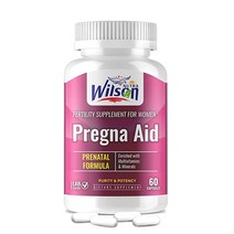 Wilson Nutra Pregna Aid (60캡슐) 산전 비타민 및 미네랄 엽산 요오드 철 마그네슘 오메가 3 아연 비타민 C 및 D 포함 | 임산부를 위한 천연