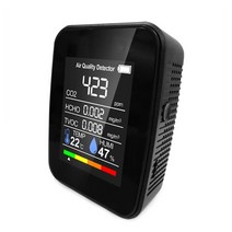 5 in 1 공기 품질 모니터 co2 미터 co2 tvoc 포름 알데히드 값 온도 습도 디스플레이가있는 일산화탄소 센서, 검은색