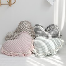 퓨어이즈룸 순면 30수 선염 깅엄체크 하트쿠션 45x45, 선염깅엄체크 하트쿠션 민트