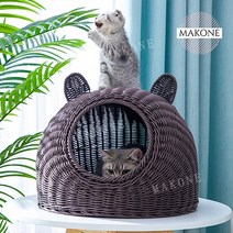 동물귀 라탄집 고양이 강아지 반려동물 사계절 라탄 하우스, 블루