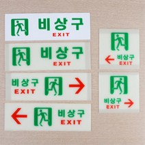 빌딩 건물 비상대피로 피난구 유도 표지 2개 표지판 화재용 비상출구 표시 소방안전 안내판 비상구 표시판, 축광 가로