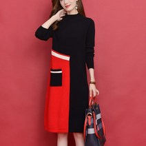 요모조모 2550 레드 블랙 투컬러 비비드 원피스