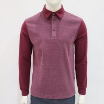 슈페리어 최경주골프 가성비 굿 이월 행사 상품 겨울 도톰하고 따듯하고 부드러운 기모 티셔츠 잔 스트라이프 배색 양기모 카라 긴팔 티셔츠 (버건디)