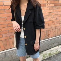 루즈핏 여름 린넨 반팔 자켓