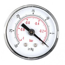 압력 측정 압력 게이지-1 ~ 0bar-30 0 inhg 이중 스케일 진공 1/8 bspt 후면 연결 압축 시험기, 한개옵션0