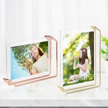 리브리움 탁상액자 소 웨딩포토테이블 미니 유리 아기, 로즈골드 소