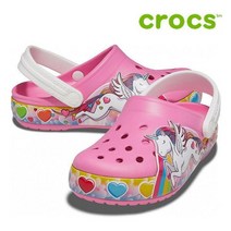 크록스 아동 샌들 41- 207071-669 Kids Crocs Fun Lab Unicorn Lights Clog Pink Lemonade