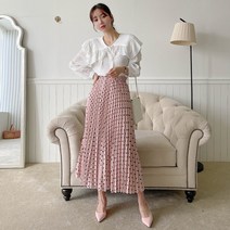코코블랑 도트 플리츠 롱 스커트(밴딩)