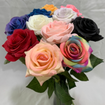 장미 조화 모음 11color 로즈 꽃 인테리어 소품 튤립 파란 레드 흑 화이트 장식, 4.블루 로즈