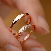 르누벨 14K 심플 커플 반지 오픈링 조절형 1+1 커플링 은반지 고급 선물