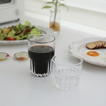 [윤자매네] 홈카페 빈티지감성 플랫화이트 유리잔(2size), L-320ml