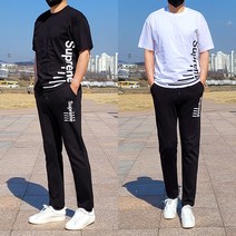 [당일발송] 슈프림 반팔+팬츠 세트 남성 트레이닝복 츄리닝 운동복 세트