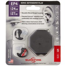 SureFire EP4 소닉 디펜더 플러스 필터 이어플러그 트리플 플랜지 디자인 재사용 가능 블랙 스몰
