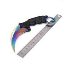 카운터 스트라이크 클로 카람빗 나이프 CS GO 스테인레스 스틸 훈련 서바이벌 포켓 캠핑 도구 고정 블레이드, 05 Color titanium