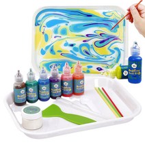 패턴만들기 마블링 물감놀이 6색세트 창작미술 6세 떨어뜨리기 작품활동