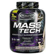 MuscleTech Mass-Tech 과학적으로 우수한 체중 증가제 쿠키앤크림 7 00 lb (3 18 kg), 1개, 기본
