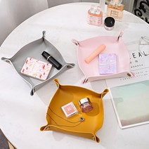 가죽 PU 화장품 열쇠 안경 차키트레이 현관 차키보관함 접시 현관문수납, 베이지