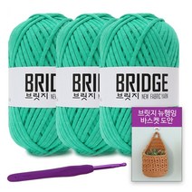 [니뜨] 2022 브릿지(80g)x3볼+브릿지뉴행잉바스켓도안+후르츠모사용코바늘8/0호, 223(민트그린)