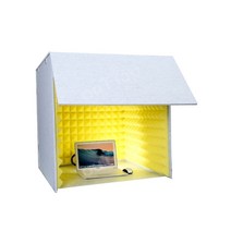 가정용 방음 부스 방송용 1인용 소음 차단 레코딩, 아우터 실버 그레이 이너 옐로우, 1개