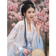 예쁜 개량 생활 계량 한복 Bi Luokong Song Hua n Ji 자 커트 자수큰 소매 셔츠 여름 여성 Kezi