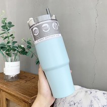새로운 20oz 30oz 얼음 폭군 컵 자동차 휴대용 자동차 컵 이중 절연 304 스테인레스 스틸 밀짚 컵 선물 보온병 커피 머그잔, 30온스-887ml 블루