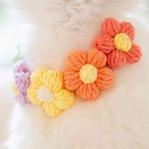 강아지 고양이 꽃 니트 스카프 뜨개질 케이프, 꽃다발, S