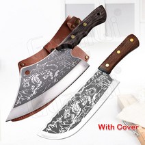 정육칼 요리사 정육점 칼 수제 단조 타이거 그레인 주방 나이프 어 도마 나무 손잡이와 요리 도구, [16] 2PCS with cover