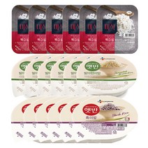 즉석밥 210g (The미식 백미밥 6 + cj 발아현미밥 6 + cj 흑미밥 6), 1세트