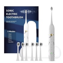 Maxwisdom Electric Toothbrush with Travel Case - for Adults 15 Modes 6 Dupont Brush Heads 4 Months, White