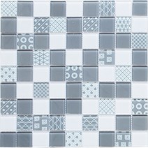 중앙데코 믹스글라스 모자이크타일 (사은품증정), 02.패턴그레이, 1장