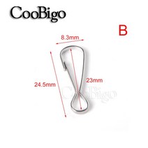 20 pcs 금속 후크 스냅 클립 카라비너 ​​걸쇠 키 체인 열쇠 고리 야외 캠핑 하이킹 코드 끈 액세서리 실버 20-40mm