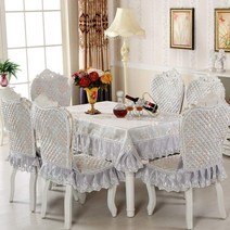 유럽풍 럭셔리 레이스 식탁 의자커버 4인 6인 세트, L2_4쿠션 4등받이