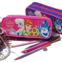 디즈니 정품 겨울왕국 피버 파우치 필통 캐릭터필통 천필통 패브릭필통, 퍼플
