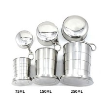 병풍 파티션 75/150/250ML 스테인레스 스틸 접는 컵 캠핑 조리기구 개폐식 찻잔 Teaware 식기, 03 250ML