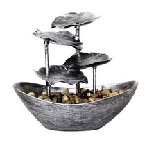 실내미니분수대 실내분수 탁상분수 실내물분수대 실내미니폭포 물 계층 연꽃 잎 휴식 책상 따뜻한 빛 작은 폭포, 은