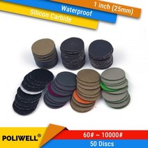 50pcs 1 인치(25mm) 탄화규소 hookamp ​​dremel 도구용 루프 라운드 사포 습식건식 샌딩 디스크 연마 액세서리, 180
