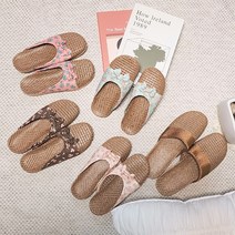 뭉게구름 라탄 플라워 뮬 슬리퍼 여름 왕골 거실화 층간소음방지 실내화, M, 민트