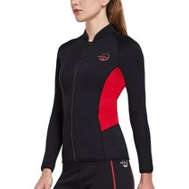 FitsT4 Womens Wetsuit Top 2mm Long Sleeve Neoprene Wetsuit Jacket with Front Zipper for Swimming Div, Medium, Red