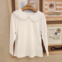 치크 23 S/S 유아 아동 키즈 토들러 여아 봄 여름 신상품! 졸업식! 입학식! 결혼식 하객룩! 넓은 카라 프릴로 러블리함을 업 시킨! 요루 에리 프릴 티 블라우스
