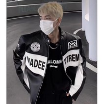 couyor 오토바이자켓 바이크자켓 아메리칸 자수 라이더 자켓 남녀 봄가을 빈티지 스트리트 커플 레이싱복, 블랙(자수)